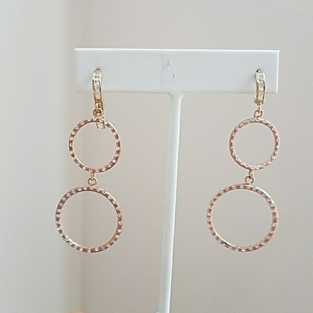 New 10k Solid Gold with 3 hoop dangling Earrings